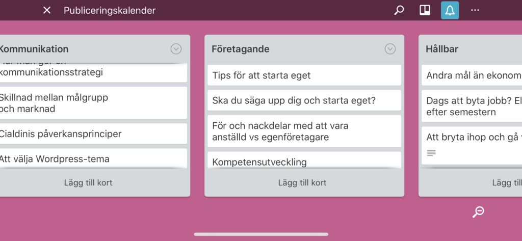 Trello publiceringskalender